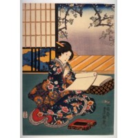 Japanese woman writing a letter